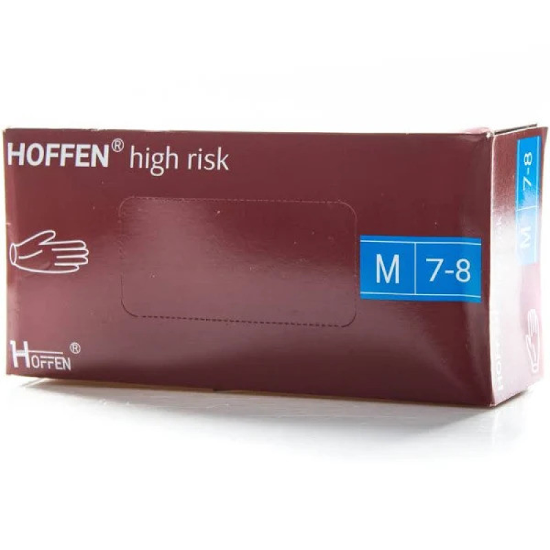 Рукавички латексні Hoff Мedical High Risk текстуровані нестерильні без пудри,розм.M