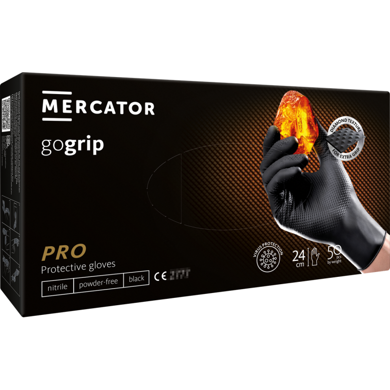 Рукавички нітрилові неопудрені MERCATOR® gogrip black XL 50шт