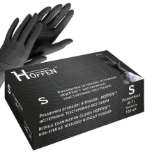 Нітрілові Hoffen Мedical black нестерильні текстуровані без пудри р.S