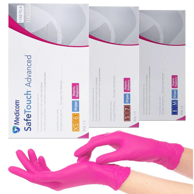 Рукавички Medicom SafeTouch маджента 100 шт./пач. розмір M