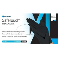 Рукавиці Medicom SafeTouch Premium без пудри 100 шт., L (чорні),