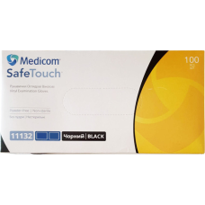 Рукавички оглядові вінілові нестерильні без пудри SafeTouch® Чорний, розмір S
