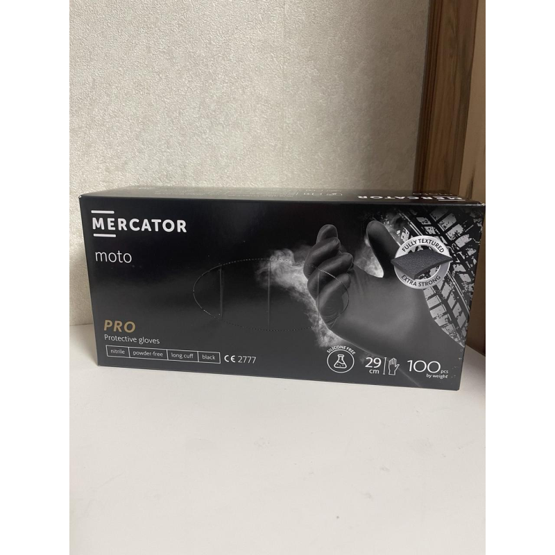Супер міцні рукавички нітрилові Moto Mercator Ideall Nitrile,L щільність 9.3 г. - чорні (100 шт)