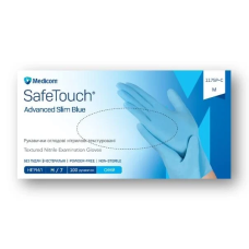 Рукавички оглядові нітрилові текстуровані без пудри нестерильні SafeTouch™ Advanced Slim Blue розмір L