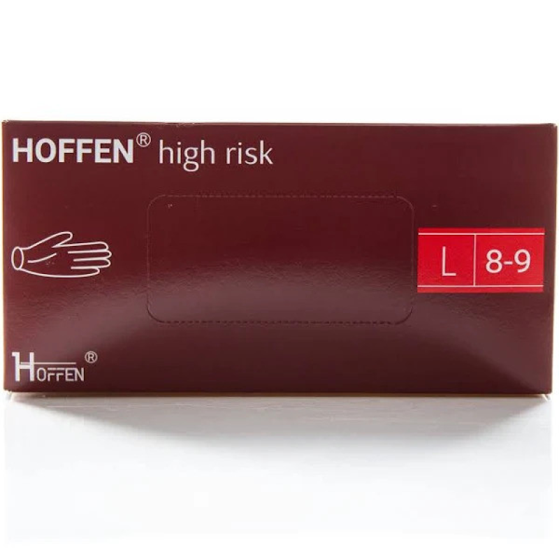 Рукавички латексні Hoff Мedical High Risk текстуровані нестерильні без пудри,розм.L