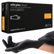 Рукавички нітрилові оглядові Nitrylex BLACK нестерильні неприпудрені  XS 100 шт