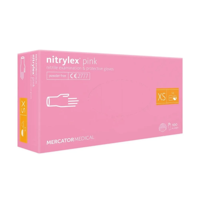 Рукавички нітрілові оглядові  Nitrylex pink XS
