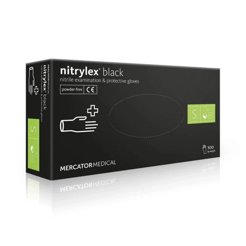 Рукавички нітрилові оглядові Nitrylex BLACK нестерильні неприпудрені  S 100 шт