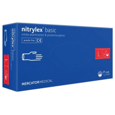 Рукавички нітрилові оглядові NITRYLEX  BASIC нестерильні неприпудрені L 100 шт blue