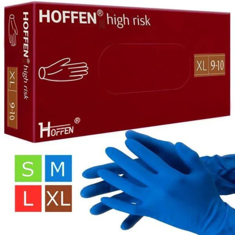 Рукавички латексні Hoff Мedical High Risk текстуровані нестерильні без пудри,розм.XL