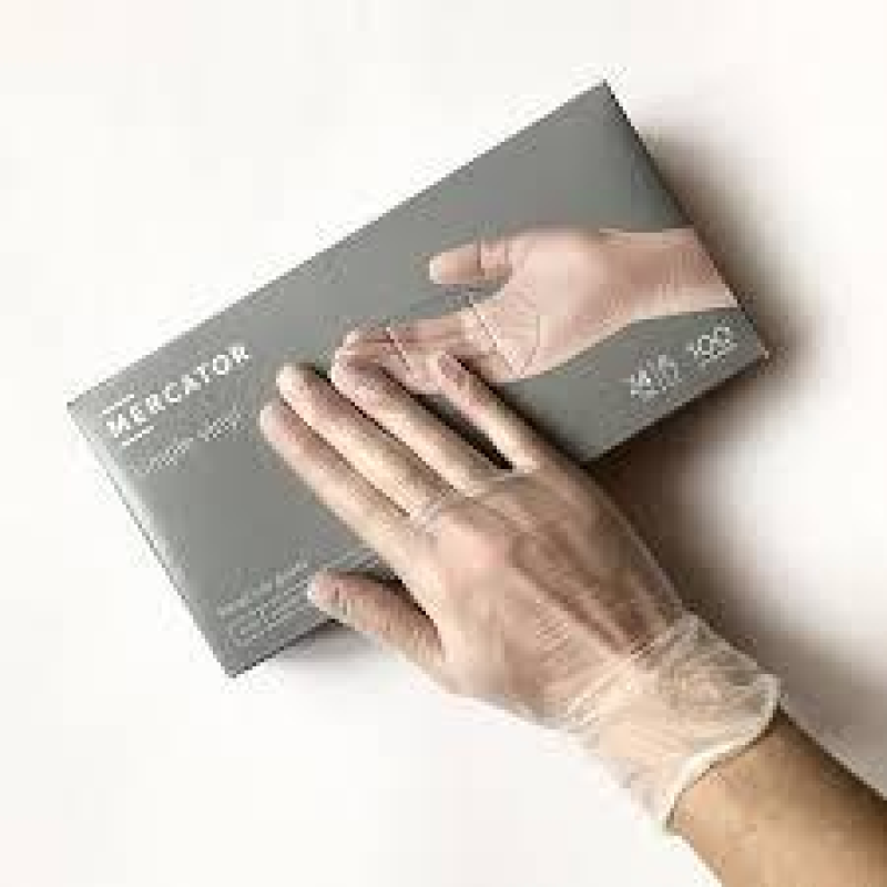 Рукавички вінілові неприпудрені MERCATOR  одноразові simple vinyl powder free L100 шт