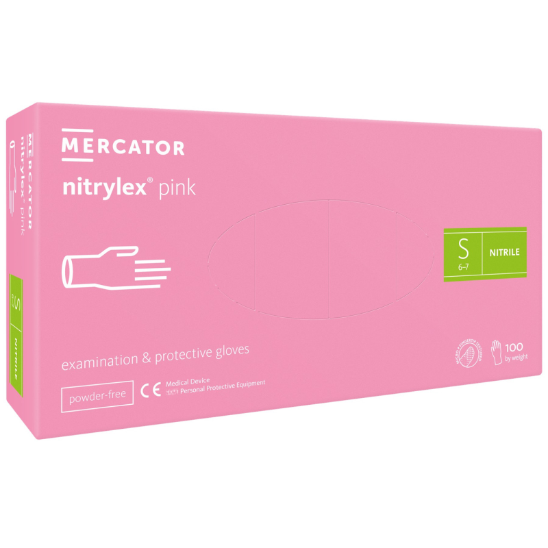 Рукавички нітрілові оглядові  Nitrylex pink S